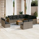 VidaXL Set mobilier de grădină cu perne, 13 piese, gri, poliratan