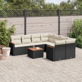 Gossi set mobilier de gradina cu perne, 9 piese, negru, poliratan