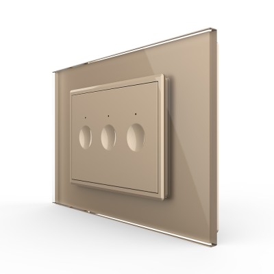 Intrerupator triplu cu touch Livolo cu rama din sticla, standard Italian - Serie noua SmartElectro IntelligentHouse foto