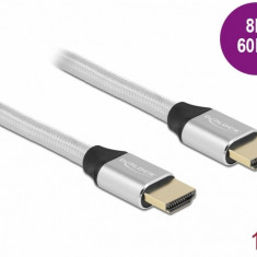 Cablu Ultra High Speed HDMI 48 Gbps 8K60Hz/4K240Hz 1m Silver Certificat, Delock 85366