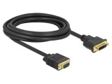 Cablu DVI-I 24+5 la VGA Single Link 3m Negru DELOCK 86758