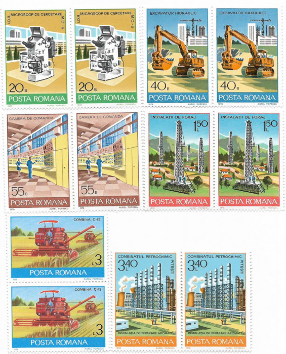 Industrie romaneasca, 1978 (blocuri de 2) (e) - serie completa, NEOBLITERATA
