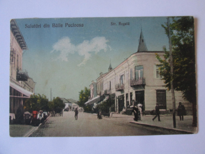 Carte postala Baile Pucioasa/Dambovita-Strada Regala,restaurant/terasa cca 1924