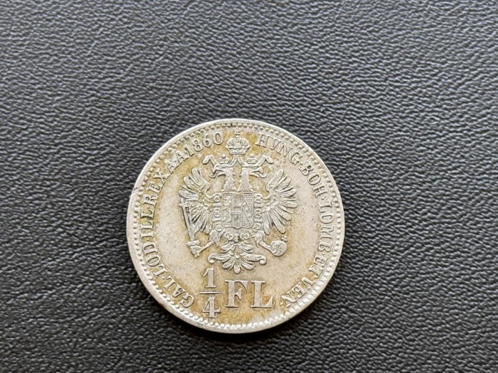 Moneda Austria 1/4 Florin 1860 B Kremnica Franz Joseph