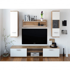 Mobilier pentru living, stejar wotan/alb, WAW foto