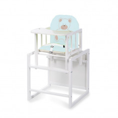 Scaun de masa multifunctional din lemn Aga I White Sweet Bear Turcoaz foto