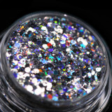 Glitter cosmetic holografic (argintiu deschis) pentru machiaj/bodyart PK107 KAJOL Beauty&reg;,