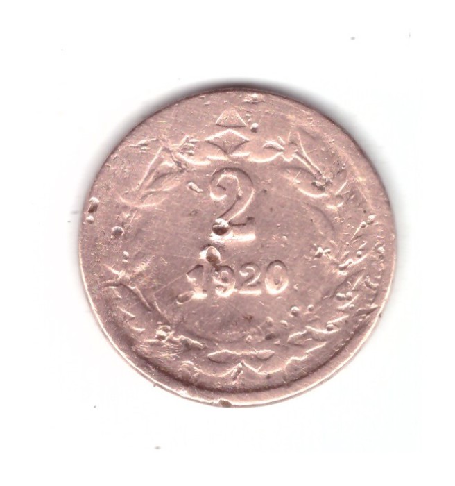 Moneda Honduras 2 centavos 1920, fara punct, uzata, curata