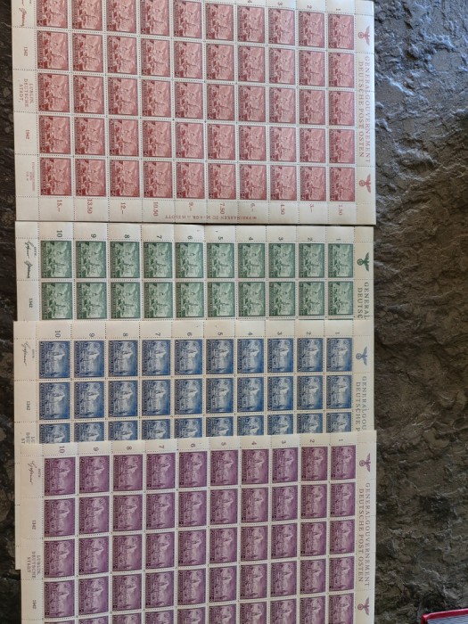 Serie timbre Germania,1942, General Government, 4 valori, in coli de 50, perfect