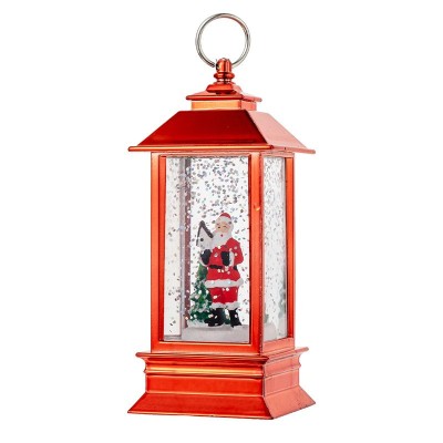 Decoratiune Luminoasa, Flippy, Felinar de Craciun, cu Lumina LED, Ornament Model Mos Craciun, 5.3x5.3x13 cm, Rosu foto
