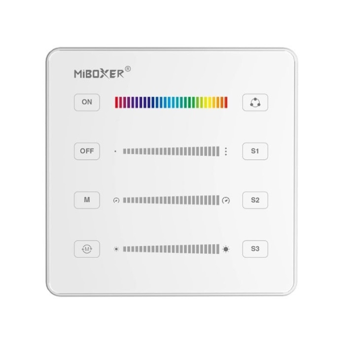 Telecomanda control dispozitive multiple MiBoxer B6-W, RF 2.4GHz, 2xAAA, 86x86x15mm, control de la distanta 30m, scene, alb