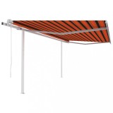 VidaXL Copertină retractabilă automat st&acirc;lpi portocaliu&amp;maro 4,5x3,5 m