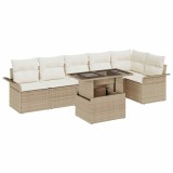 Cumpara ieftin Set de canapele pentru grădină cu pernă 7 pcs Bej Rattan poli