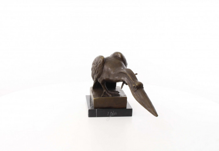 Pelican stilizat - statueta din bronz pe soclu din marmura BE-40