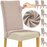 Set 6 Huse Elastice Universale Bej RUHHY pentru Scaune Bucatarie/Dining, Poliester/Spandex