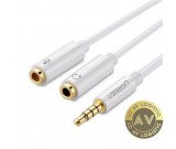 Cablu Audio 3.5mm - 2 x 3.5mm UGREEN AV141, 0.2m, Alb