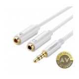 Cablu Audio 3.5mm - 2 x 3.5mm UGREEN AV141, 0.2m, Alb