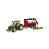 Jucărie tractor John Deere 7R 350 cu &icirc;ncărcător frontal și remorcă, bruder