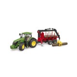 Jucărie tractor John Deere 7R 350 cu &icirc;ncărcător frontal și remorcă, bruder