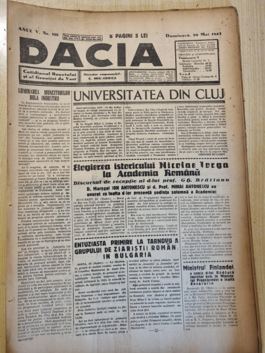 Dacia 30 mai 1943-al 2-lea razboi mondial,universitatea din cluj,