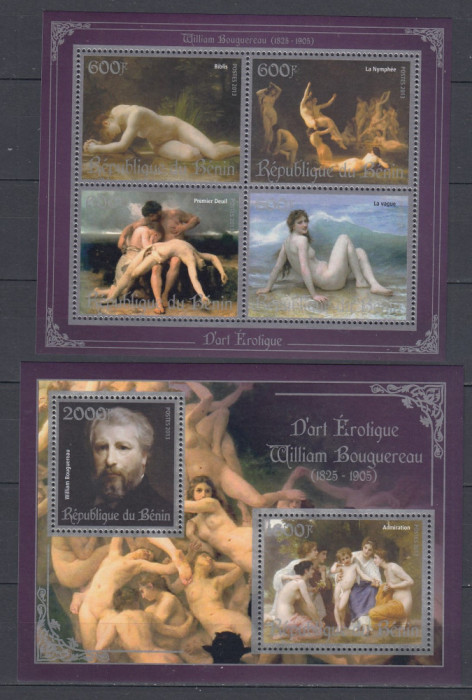 Benin 2013 - Pictura - NUDURI - WILLIAM BOUGUEREAU - BL + KB - MNH