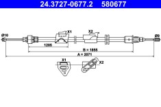 ATE 24.3727-0677.2 Cablu, frana de parcare