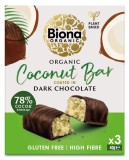 Baton cu cocos invelit in ciocolata neagra bio 3 x 40g Biona