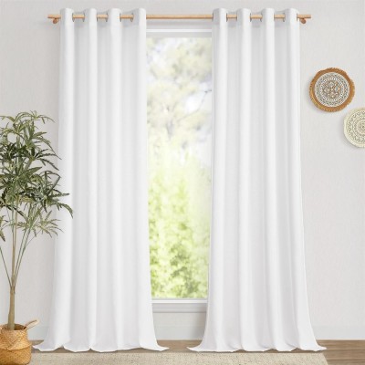 Set 2 Draperii, 140 x 215 cm, Prindere cu Inele, Alb - CN foto