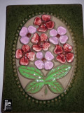 Placa aplica ceramica florala de perete Jie Gantofta 15.5x11.5 cm