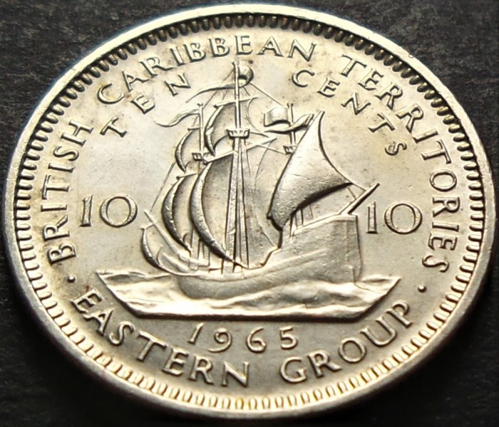 Moneda exotica 10 CENTI - TERITORIILE BRITANICE CARAIBE, anul 1965 * Cod 3897 B