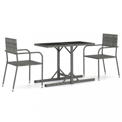 Set mobilier de gradina, 3 piese, gri foto