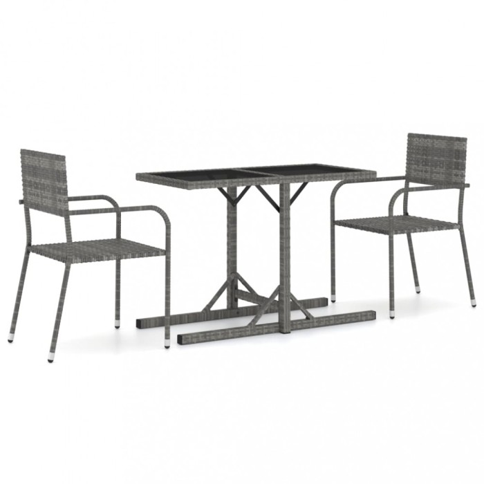 Set mobilier de gradina, 3 piese, gri
