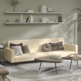 Gossi canapea extensibila cu 2 locuri, crem, catifea