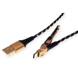 Cablu de date + incarcare GOLD USB 2.0 la USB-C T-T 1m + suport smartphone, Roline 11.02.8920