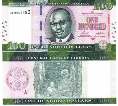 Liberia 100 Dollars 2021 P-41a UNC foto