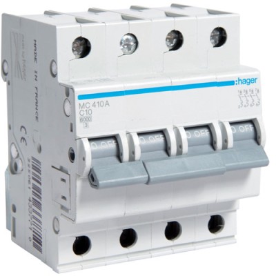 Siguranta automata 10A 4P Curba C 6ka Hager MC410A foto