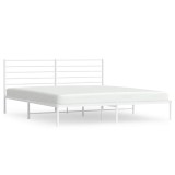 Cumpara ieftin Cadru de pat metalic cu tablie, alb, 180x200 cm