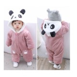 Combinezon plusat roz pudra - Panda (Marime Disponibila: 0-3 luni), Superbaby