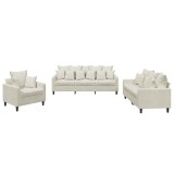 Cumpara ieftin Set de canapele cu perne, 3 piese, crem, catifea