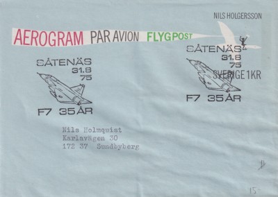 FILATELIE TEMATICA - PLIC SUEDIA TEMATICA AVION AVIOANE AVIATIE AIRMAIL AEROGRAM foto