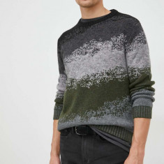 Sisley pulover din amestec de lana barbati, culoarea negru,