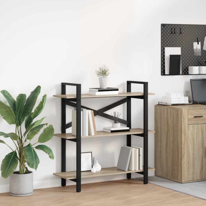 vidaXL Raft pentru cărți Stejar Sonoma 100 x 33,5 x 102 cm 883947