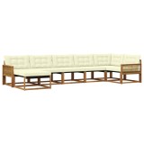 vidaXL Set de canapele de exterior cu pernă 7 pcs Natural și Crem 3381570