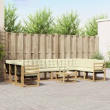 vidaXL Set de canapele de exterior cu pernă 11 pcs Alb și crem 3389920