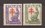Spania 1946 - Lupta &icirc;mpotriva tuberculozei, serie + PA, 4 poze, MNH, Nestampilat