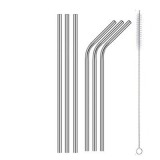 Set 6 paie reutilizabile metal si perie curatare, argntiu