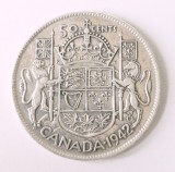 CANADA 50 CENTS CENTI 1942 ARGINT VF++ ( CITITI DESCRIEREA )