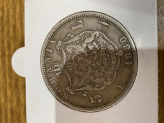 Moneda argint 5 lei Romania 1880 , Domn , stare bunisoara foto