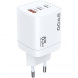 Incarcator Retea BWOO CDA147, 65W, 4.5A, 1 x USB-A - 2 x USB-C, Alb, Universal