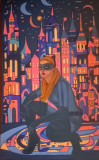Tablou pictat manual, 50x80 cm, Catwoman